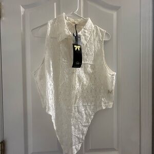 Iris Sleeveless Lace Blouse - White